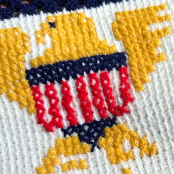 Vintage 1976 Bicentennial Handmade Crochet Afghan Throw Blanket Home Decor - Picture 11 of 15